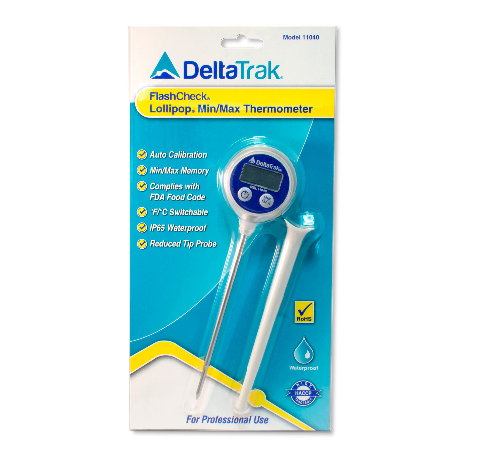 DeltaTrak 11070 Bundle Digital Probe Auto-Cal 11040 Thermometer w/ Alcohol Pads gallery