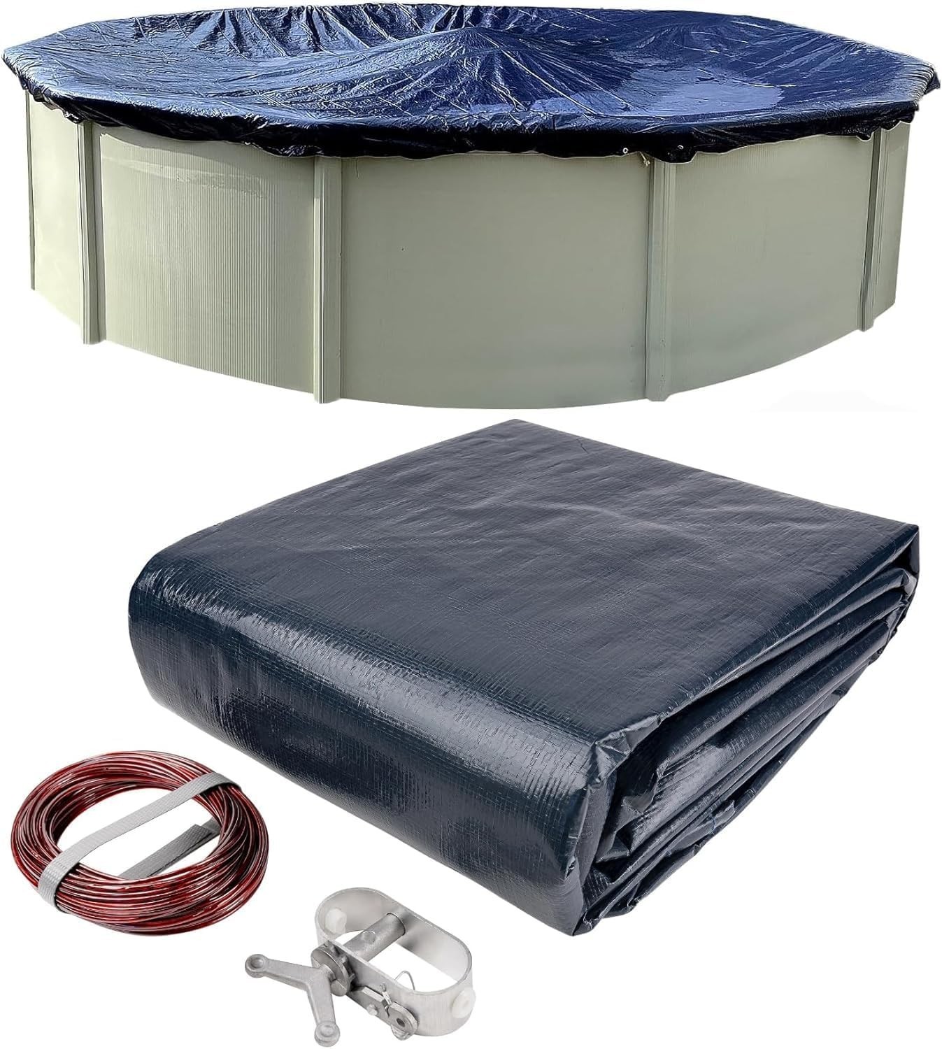 18’ Ft. round Pool Winter Cover for above Ground Pools - 8-Year Warranty, Cold a gallery