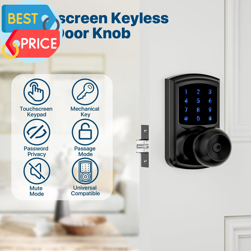 Keyless Entry Door Lock with Code, Keypad Door Lock with Handle, Touchscreen Doo gallery
