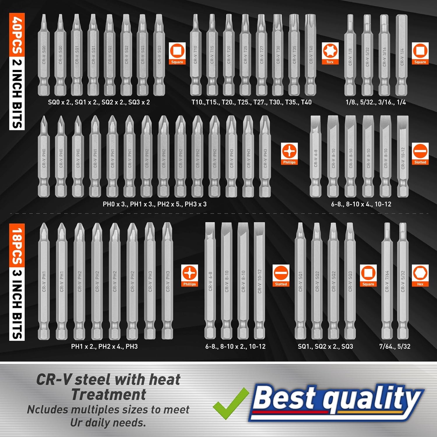 Amartisan 258-Piece Ultimate Screwdriver Bit Set, Chrome Vanadium Steel Driver B gallery