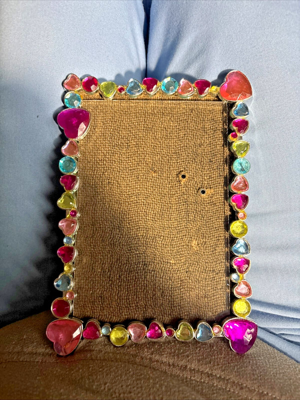 Rectangular Picture Frame with Multicolored Glass Gems Border 4.5 x 6.5" gallery