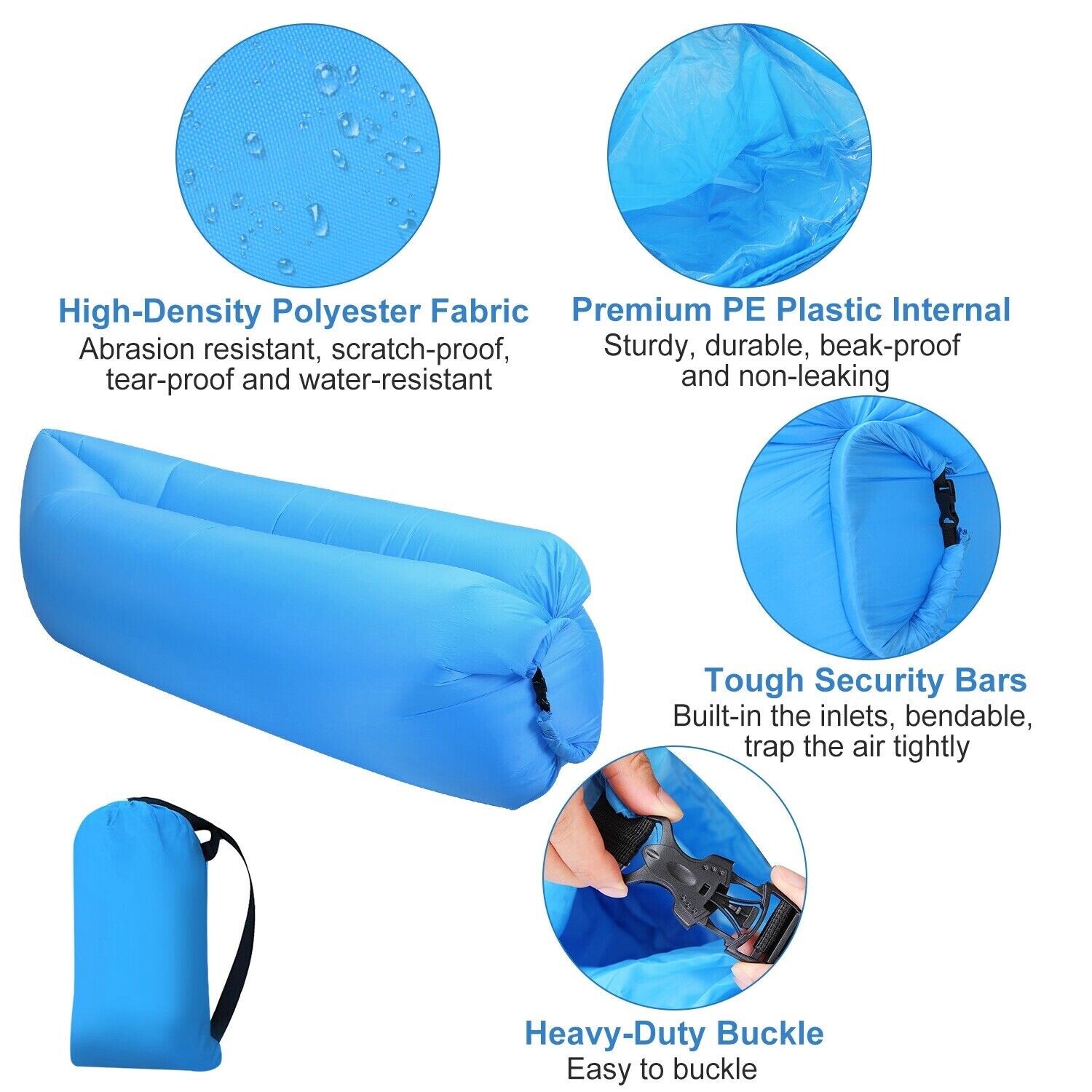 Air Sofa Lay Bed Sleeping Lounger Fast Inflatable Camping Beach Picnics Lazy Bag gallery