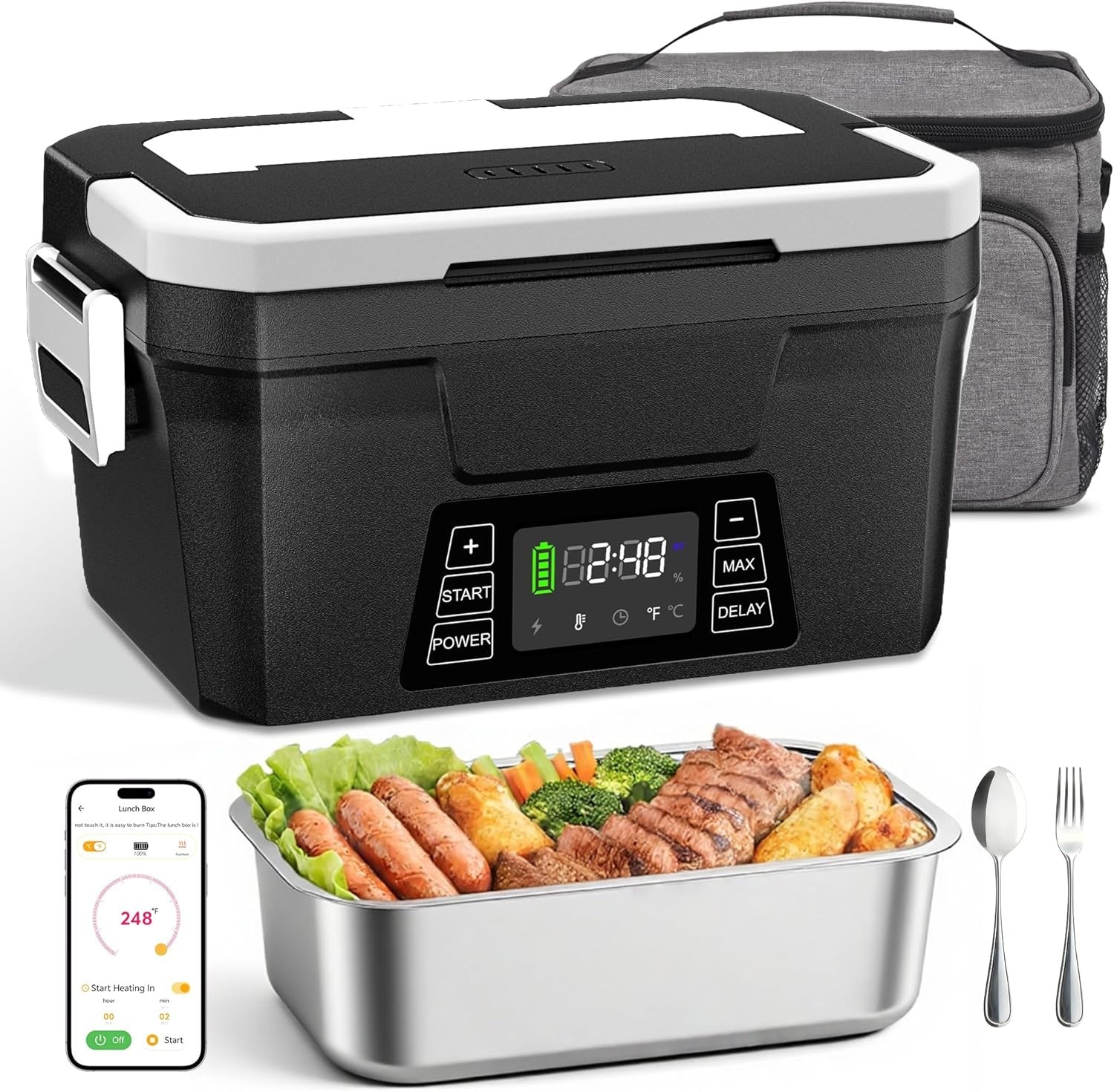 Cordless Electric Lunch Box for Adults, App Control Heated Lunch Box with 27000m gallery