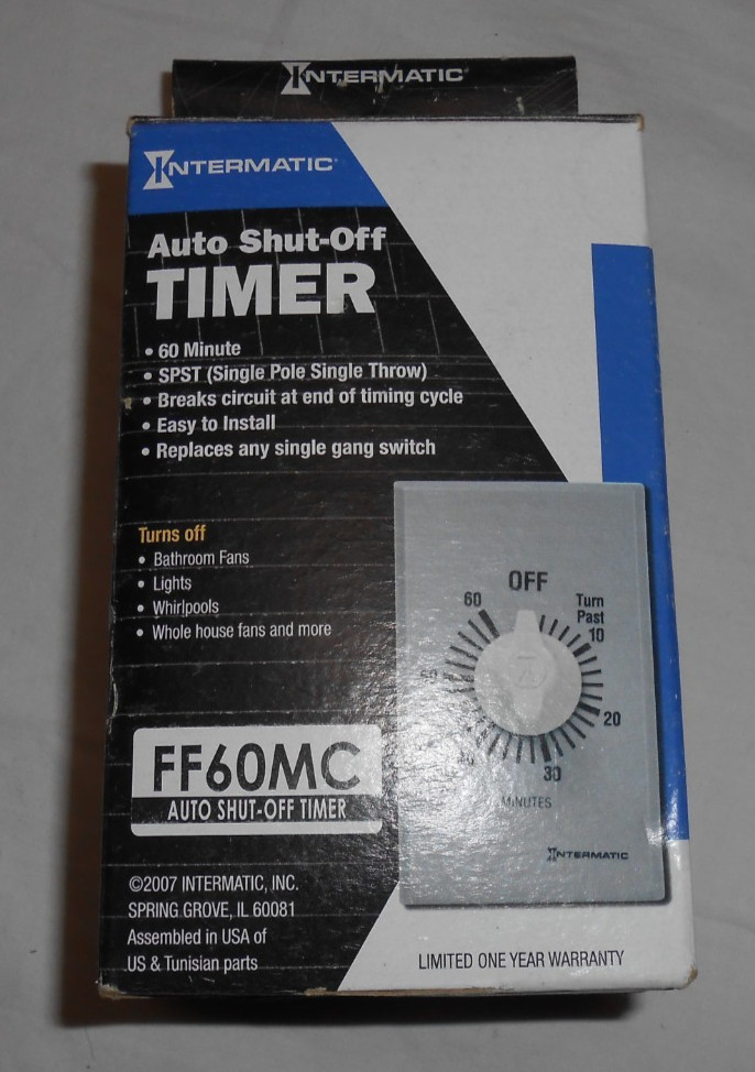 Intermatic FF60MC Auto Shut-Off Timer Brushed Metal 60-Min Countdown Timer gallery