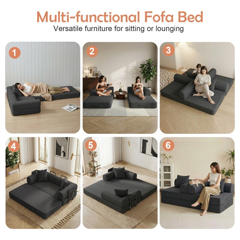 Convertible Space Saving Sofa Bed Pull Out Sleeper With Side Pockets Chair Safe gallery