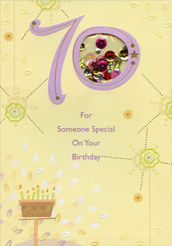 For Someone Special Sequin Filled Die Cut Window Age 70 / 70th Birthday Card gallery