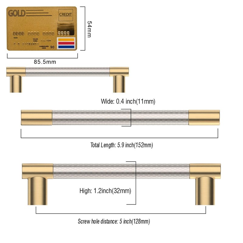 Amerdeco 10 Pack Cabinet Pulls 5 Inch 128MM Brushed Nickel Gold ZH0038 gallery