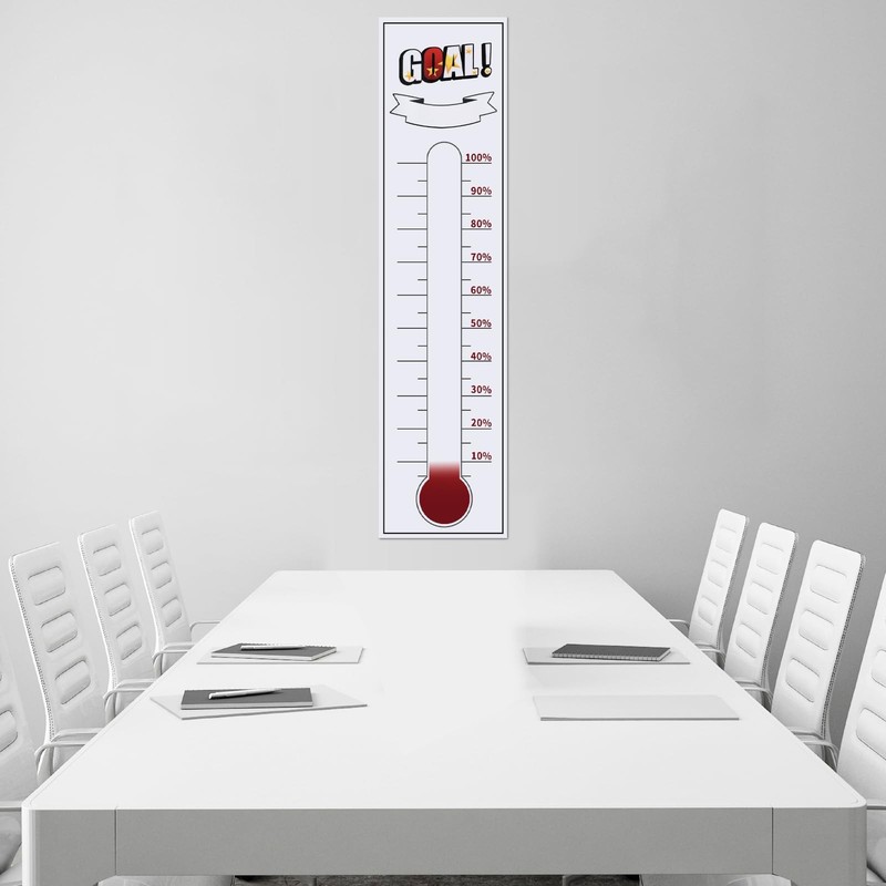 Fundraiser Thermometer Tracker, 46"x12" Self-Adhesive with Dry Erase Markers,... gallery