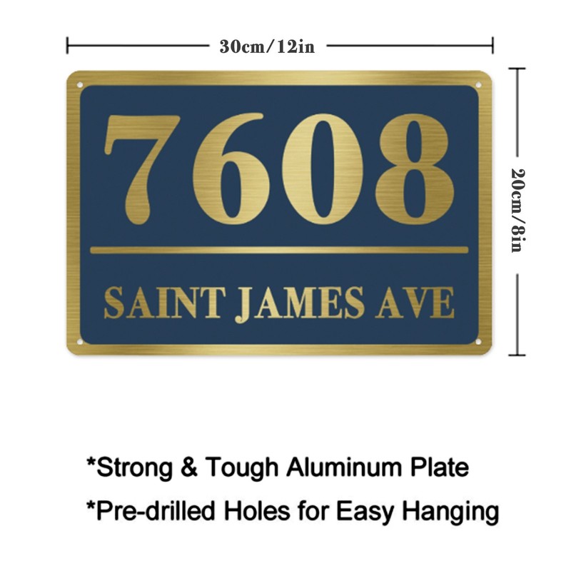 8" x 12" Personalized Home Address Sign Customized Aluminum House Number Plaque gallery