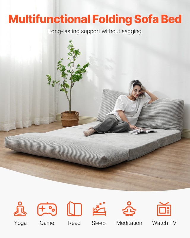 Folding Sofa Bed Foldable Couch Bed with Washable Cover Dark Grey (Full) gallery