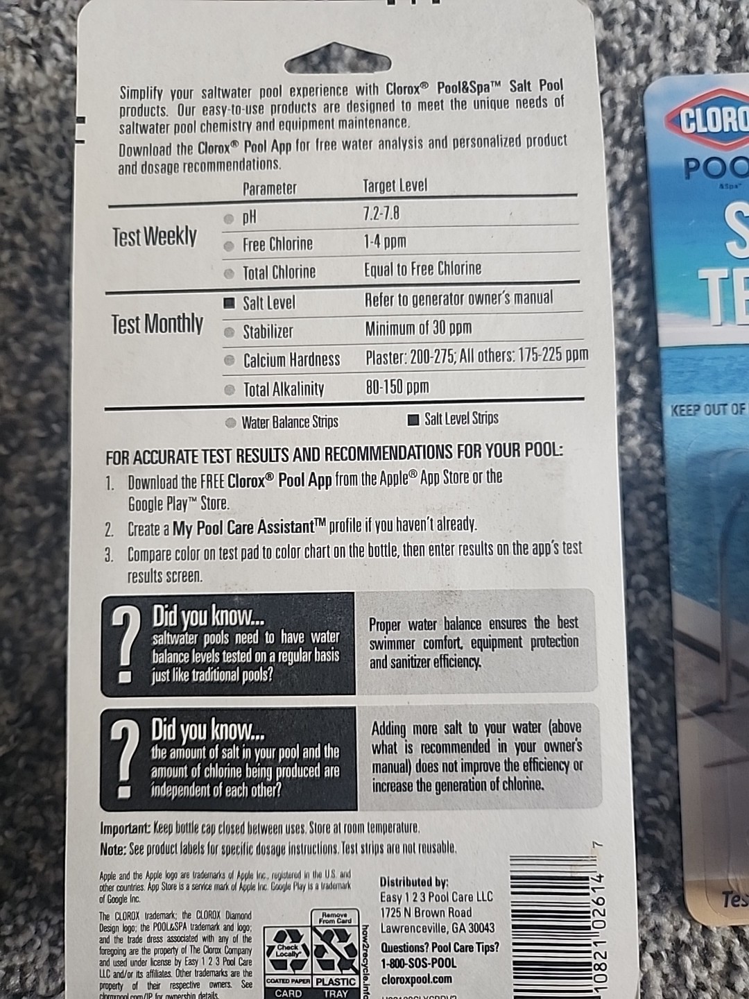 🔥(2-PACK) Clorox Salt Pool Test Strips for Testing Salt Levels & Balancer Level gallery