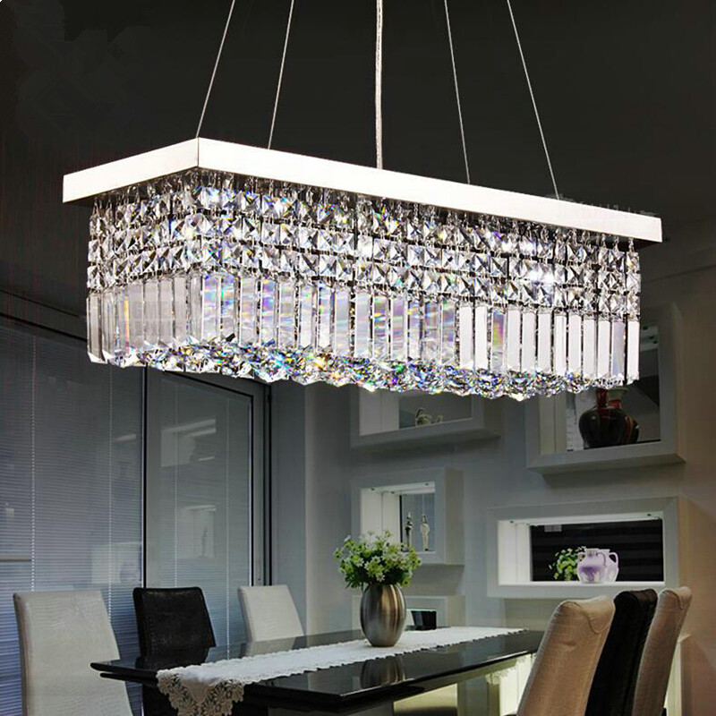 Crystal Chandelier Rain Drop Ceiling Light Rectangle Pendant Lamp 60cm/80cm gallery
