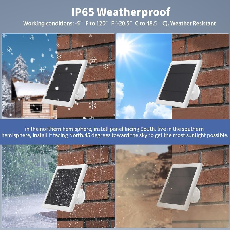 Solar Panel for Ring Camera(2nd Generation) Dustproof Waterproof 5W Solar Panel gallery