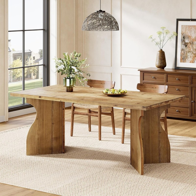63-Inch Solid Wood Dining Table for 4-6, Farmhouse Rectangular Kitchen Table gallery