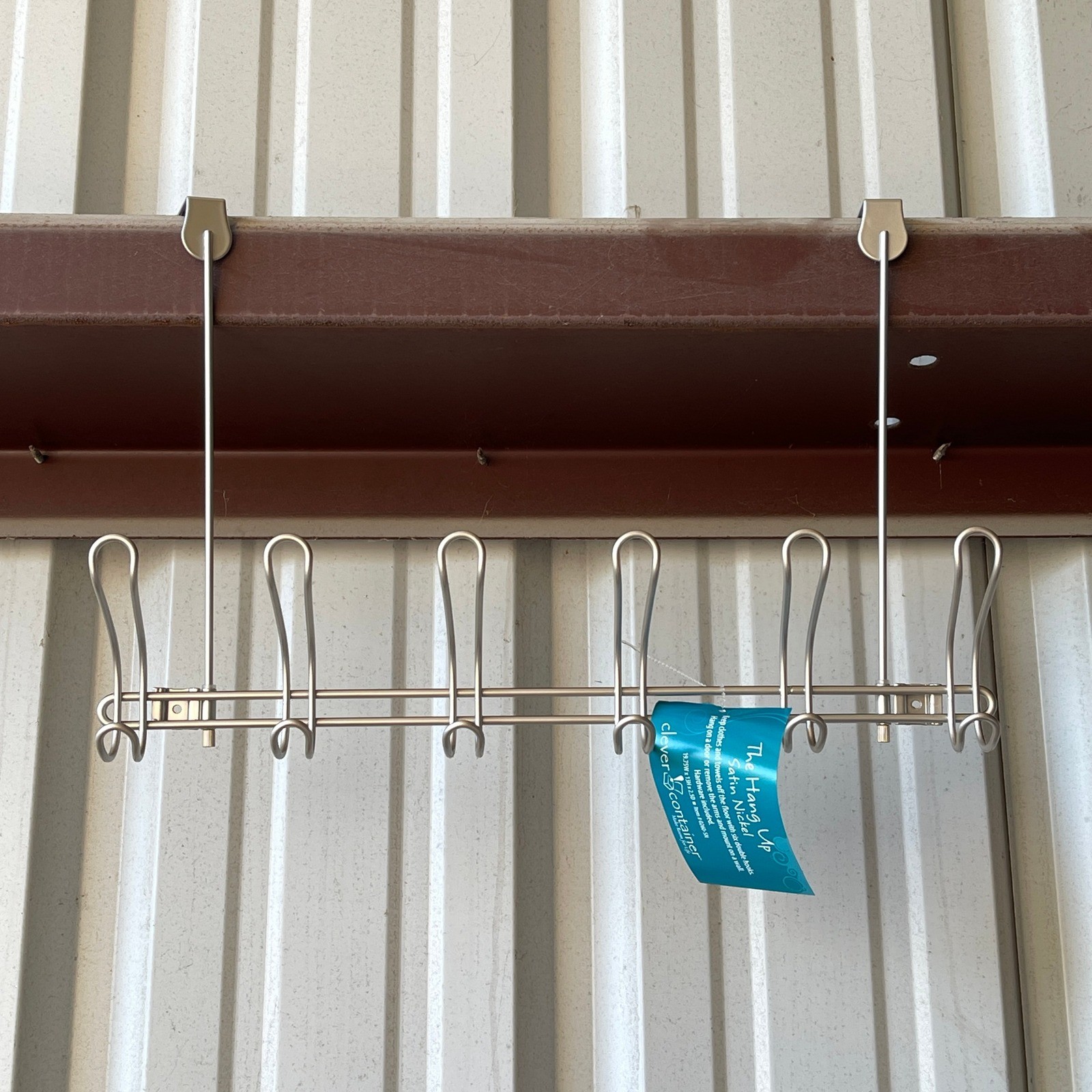 Satin Nickel Over The Door Hook Rack Six Double Hooks Wall Mount gallery