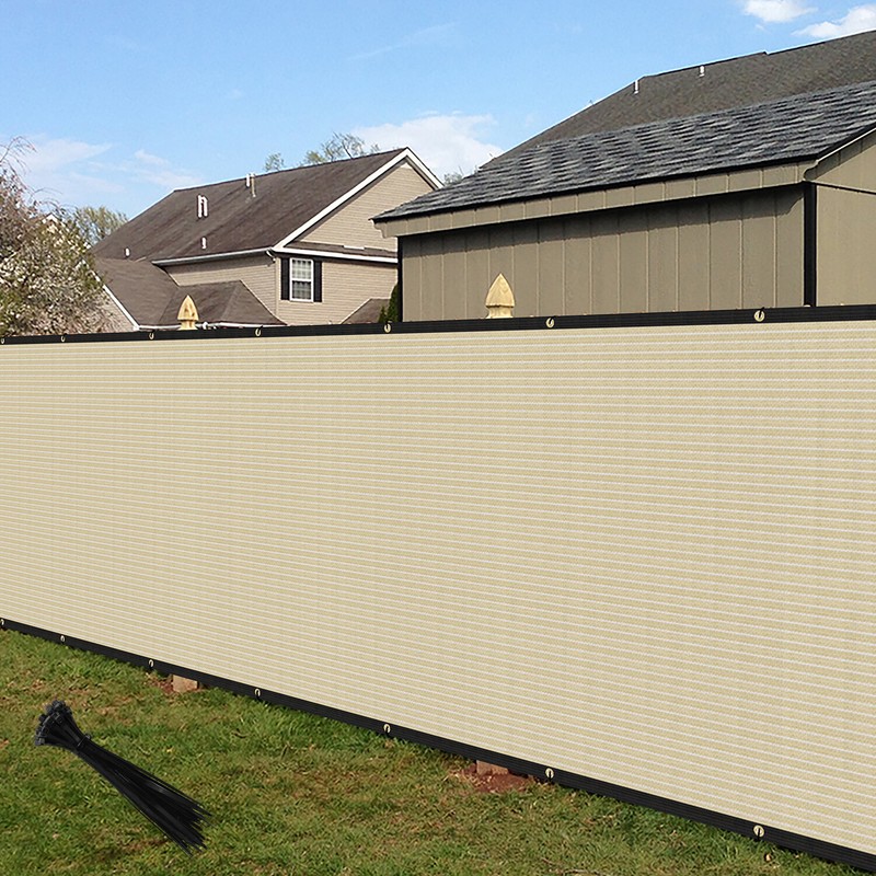8ft Beige Privacy Fence Screen Heavy Duty 180GSM Mesh Net Cover Custom Length gallery