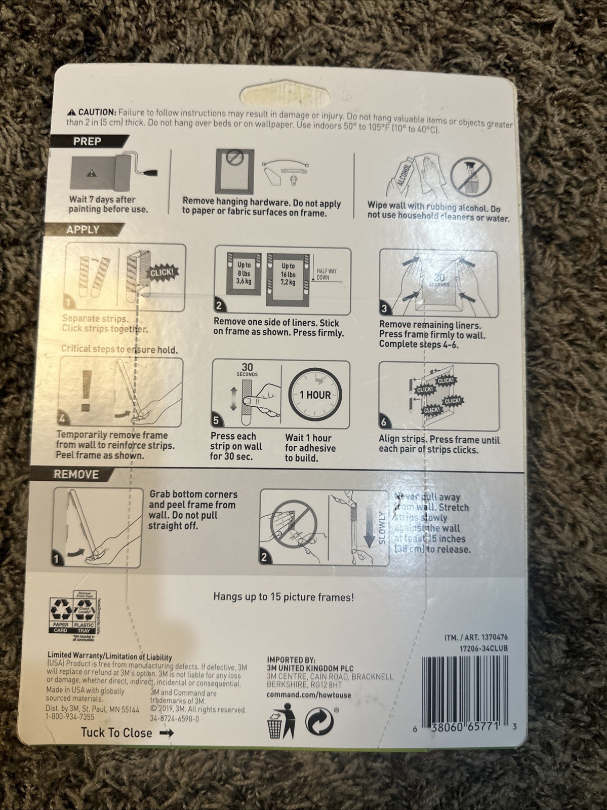 3M Command Picture Hanging Strips 34 Pairs 68 Large Strips Hold 16 lbs gallery