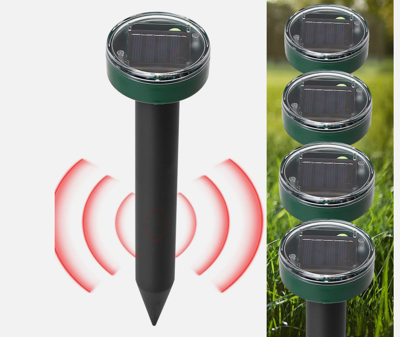 4pcs Solar Powered Ultrasonic Mole Repellent–Waterproof Outdoor Rodent Deterrent gallery