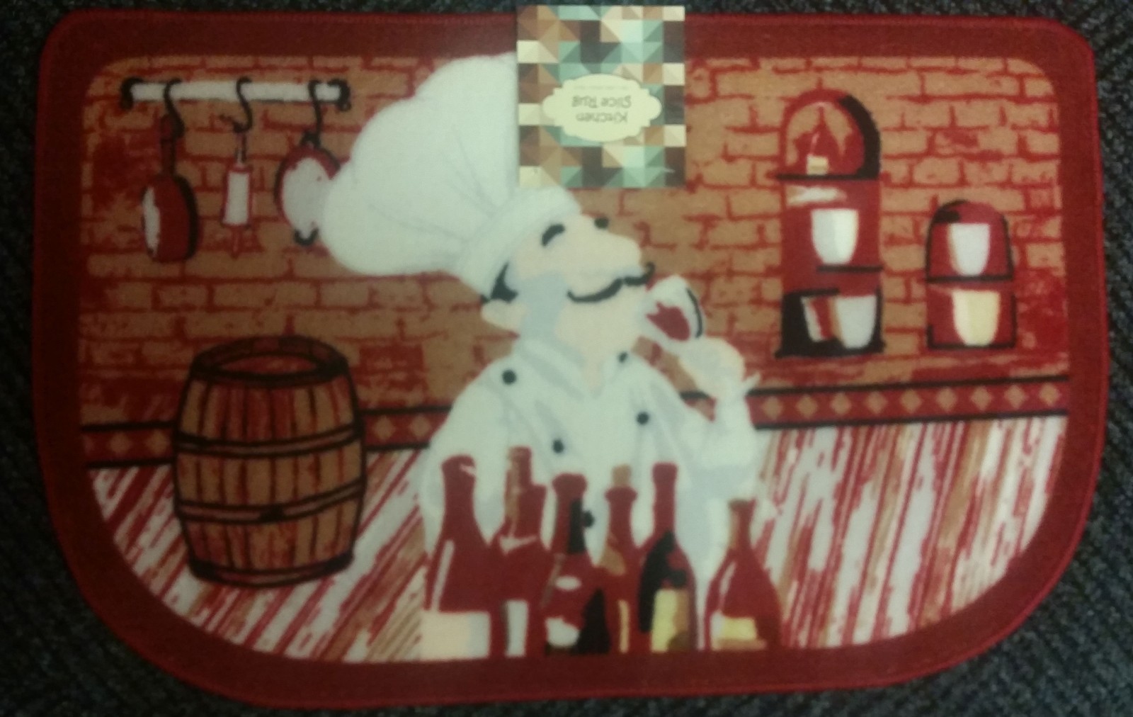 PRINTED NYLON RUG (nonskid latex back) (18" x 28"), FAT CHEF, D Shape gallery