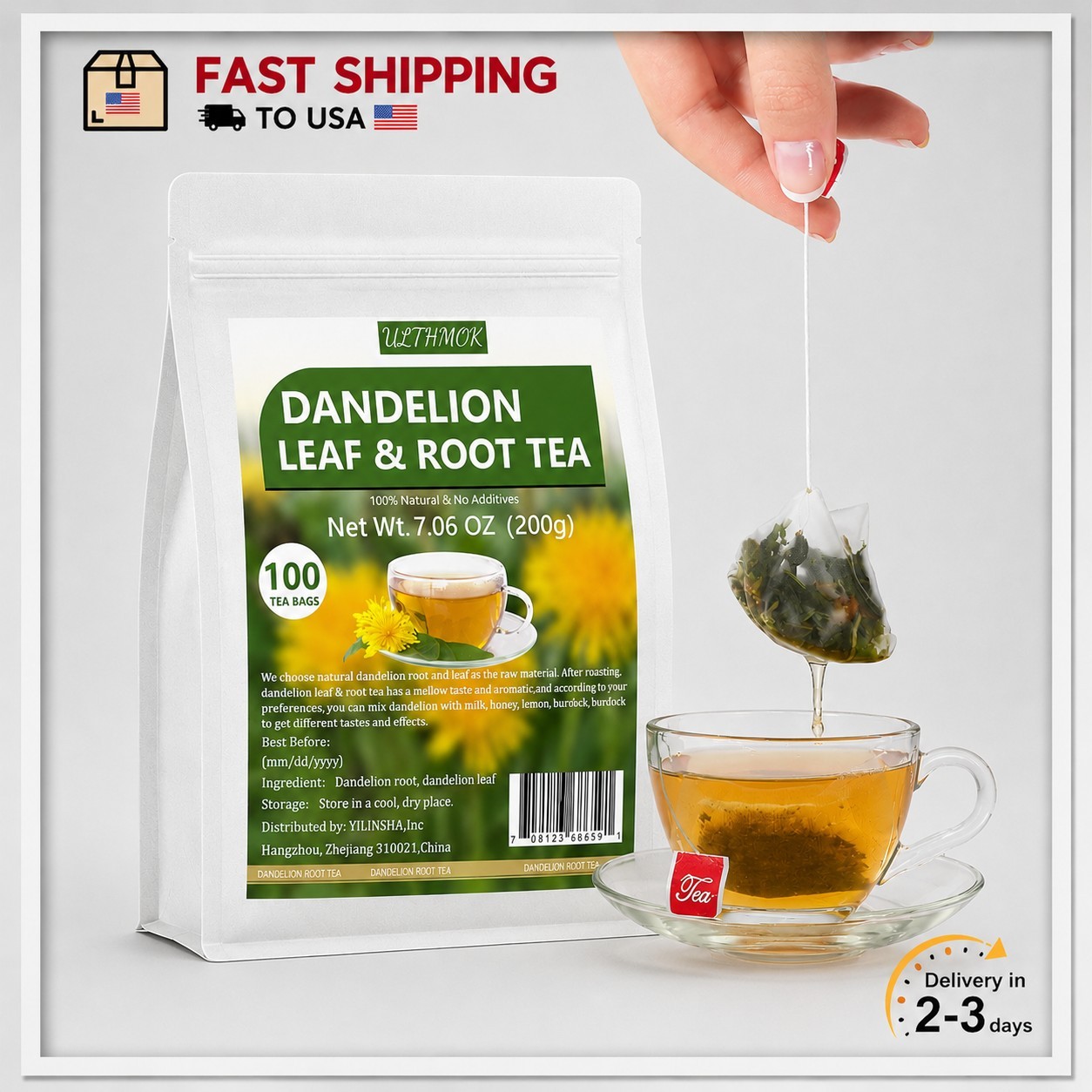 Dandelion Tea 100-Leaf & Root Herbal Tea Bags for Liver & Kidney Health Detox gallery