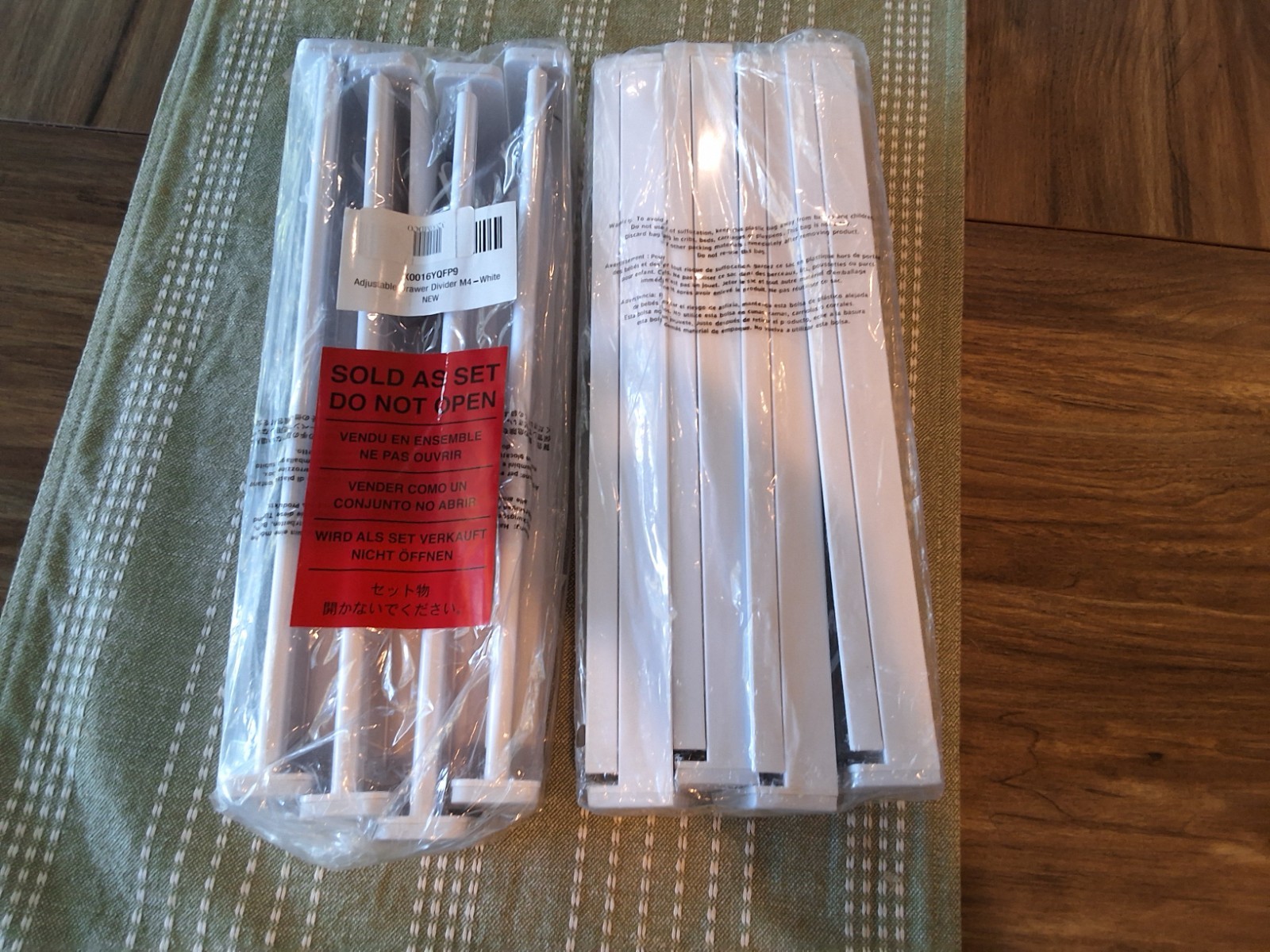 mDesign Expandable Adjustable Dresser Drawer Divider, Foam Ends, 8 Pack - White gallery