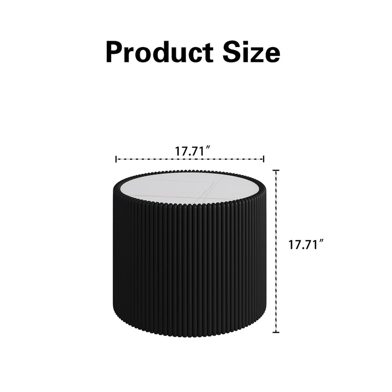 GDFStudio Modern Round Coffee Table, Luxury Sintered Stone Top Circle Side gallery