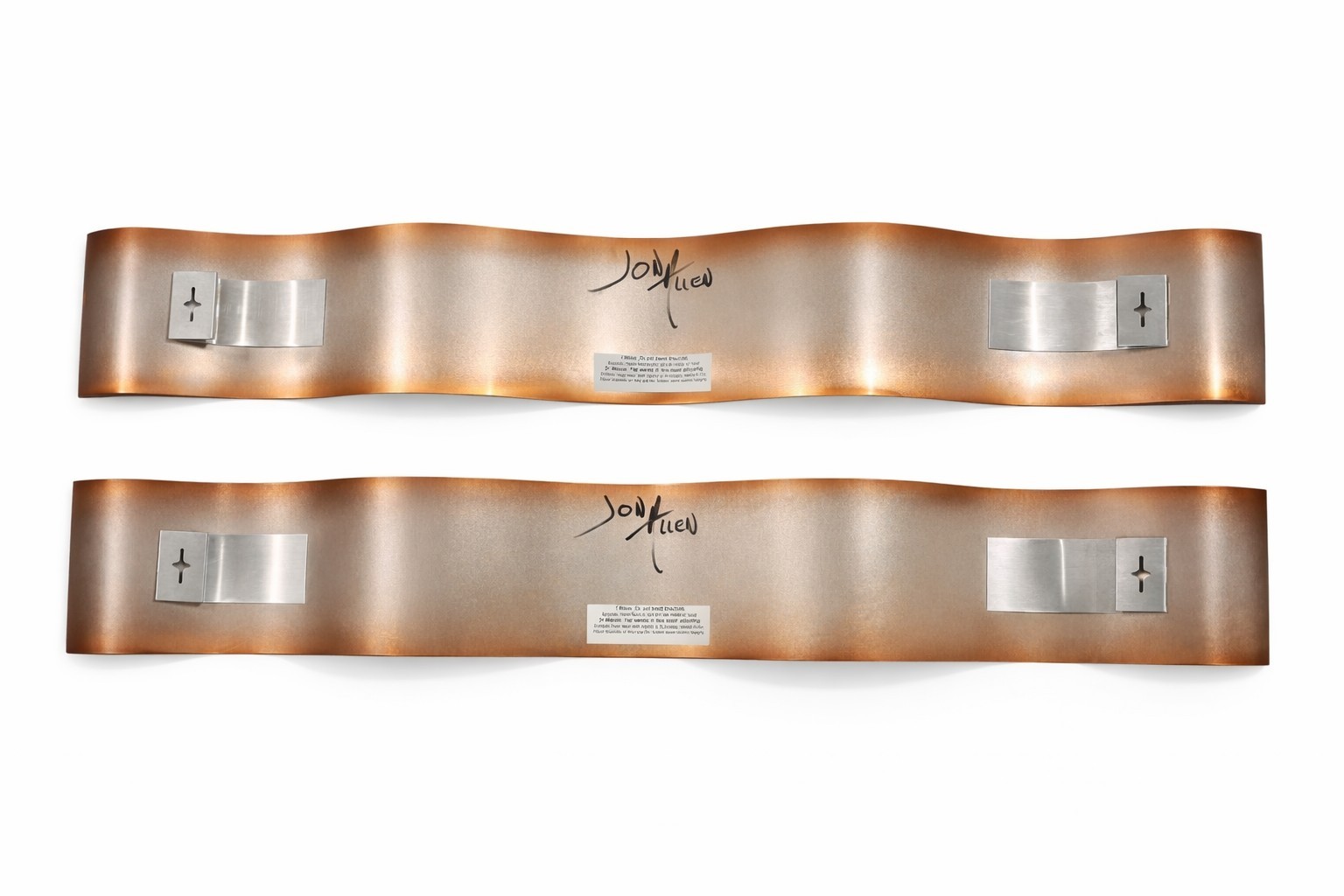 Wave Duo – Hand‑Brushed Copper Wall Sculptures Signed by Jon Allen gallery