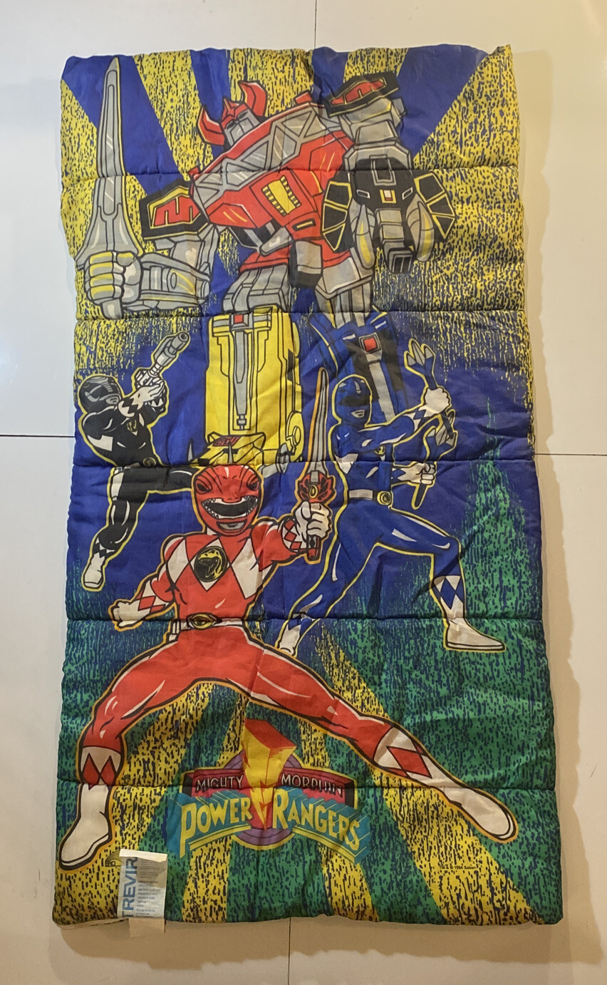VTG 1994 Power Rangers Sleeping Bag Kid Size 28x54 in Megazord Saban 90s TV EUC gallery