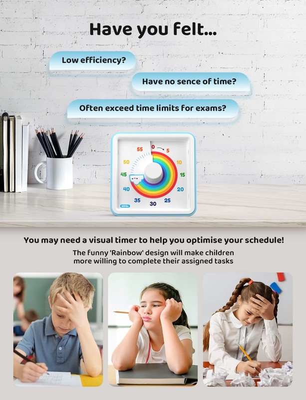 60 Minute Visual Timer for Kids and Adults, Non-Ticking 7.5 Inch Large Visual gallery