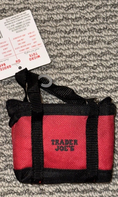 2 Nwt Trader Joe's Red Black Mini Micro Tote Folded 2-in-1 Reusable Shopping Bag gallery