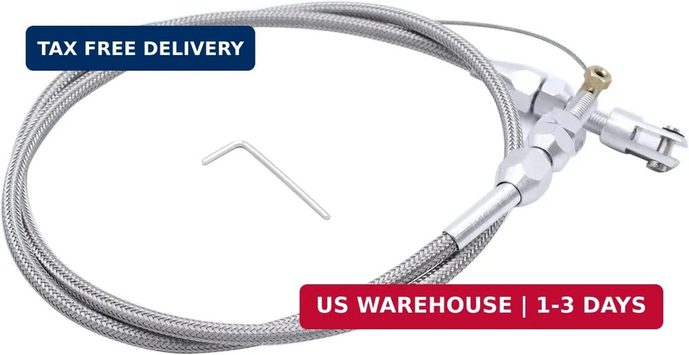 1 Set SHLPDFM Silver LS Engine Throttle Cable 36" Braided Stainless Steel Thrott