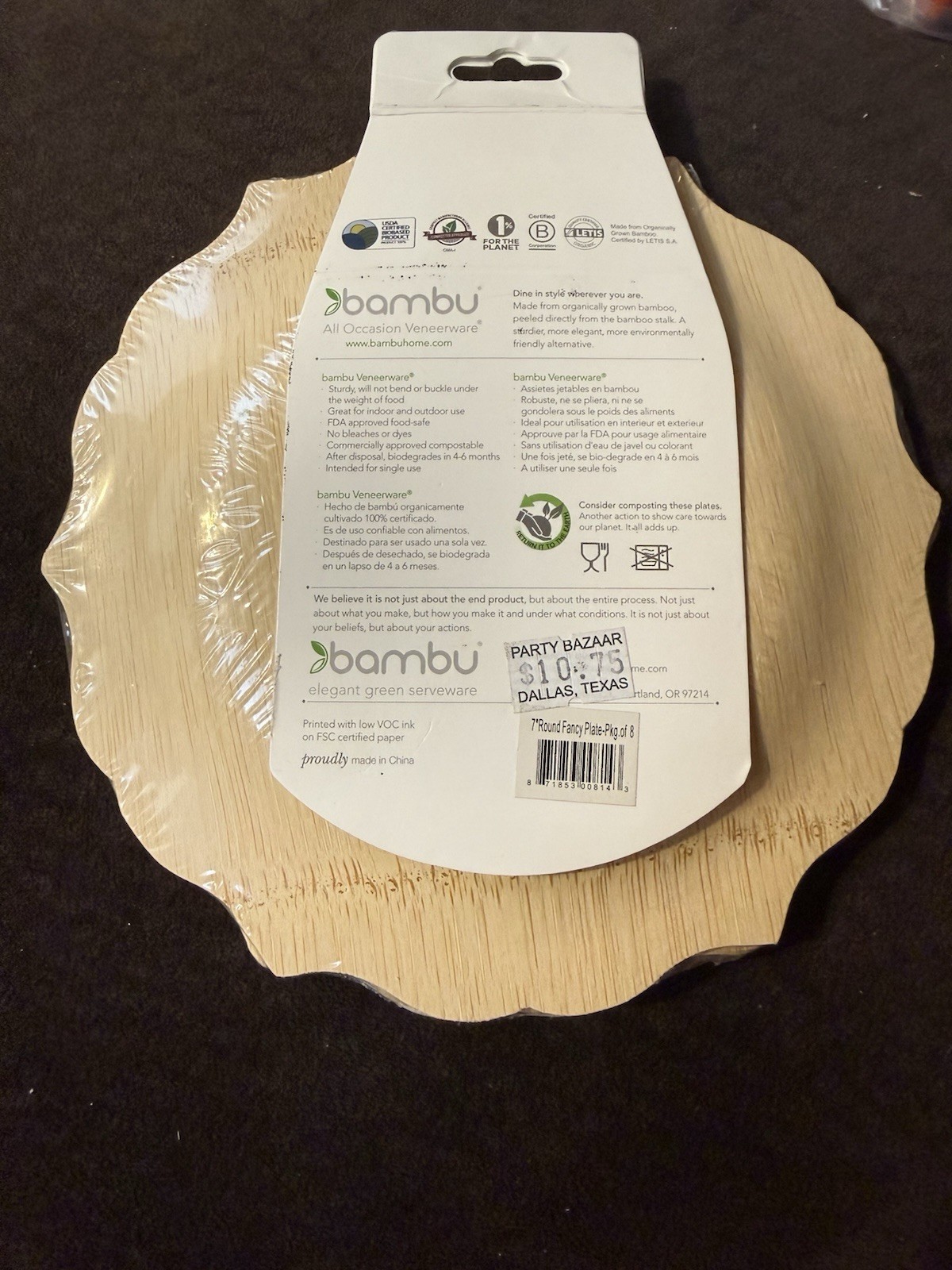 Bambu 7 Inch All Occasion Veneerware Fancy Bambo Plates NWT gallery