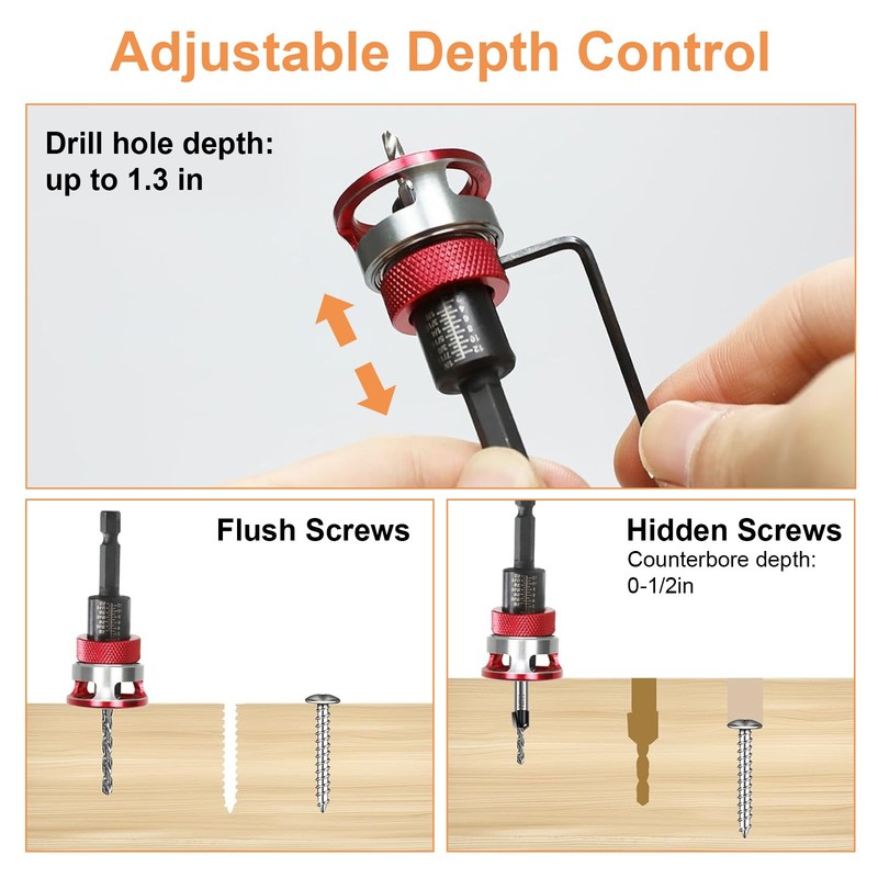 4PCS Countersink Drill Bit Set with Adjustable Depth Stop M2 HSS Woodworking Bit gallery