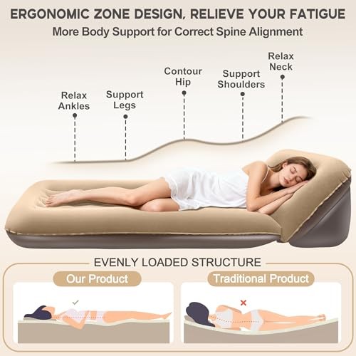 Inflatable Couch for Camping, Air Mattress with Adjustable Backrest, Blow Up gallery