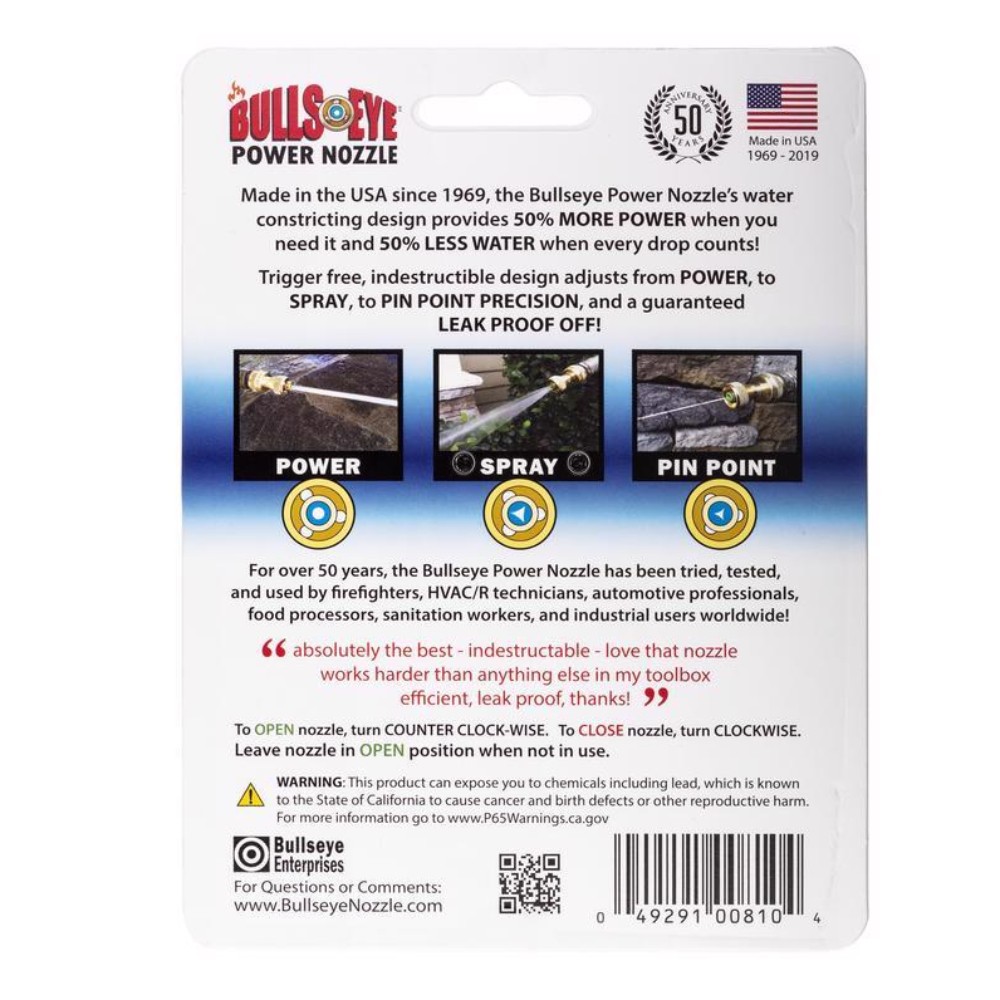 Bullseye Brass 4-Pattern Adjustable High Pressure Fireman's Hose Nozzle 2 L in. gallery