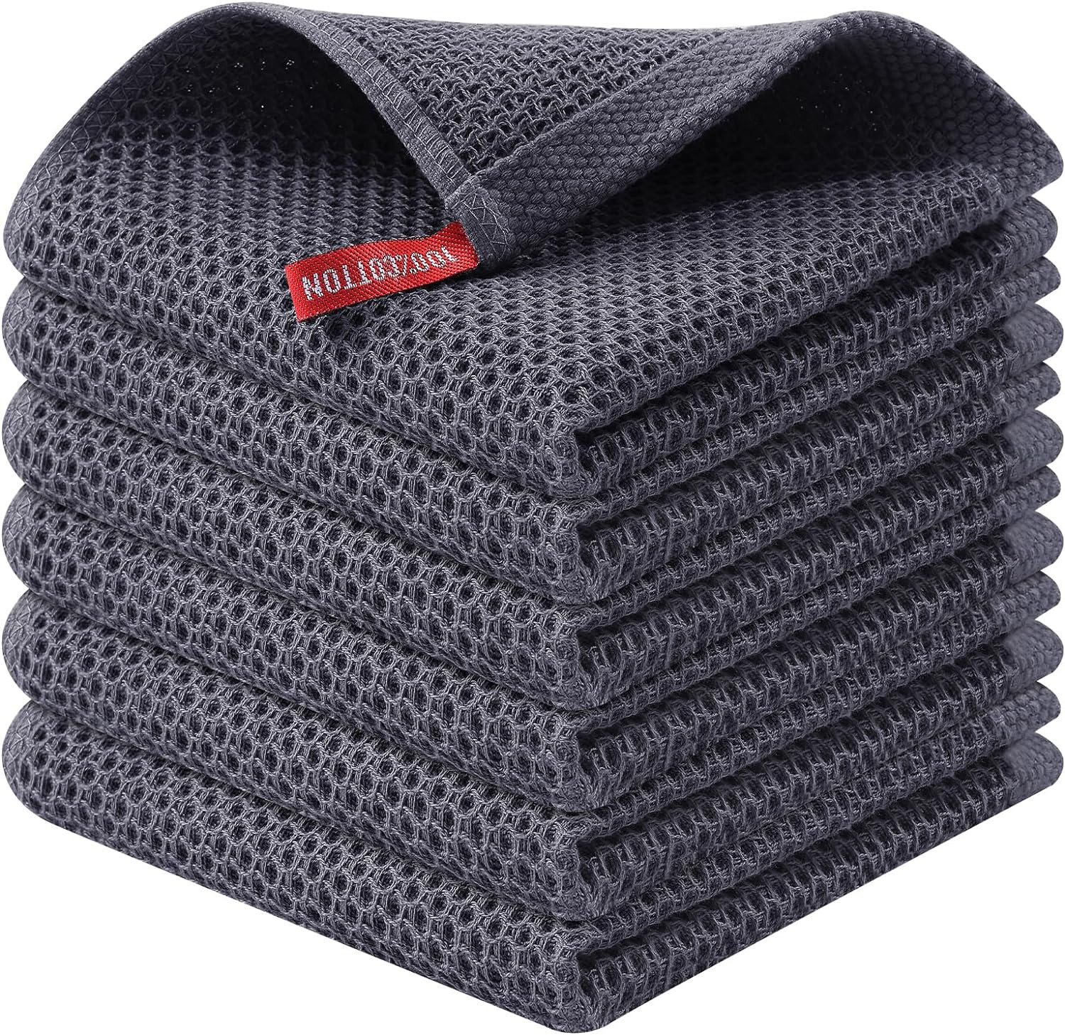 100% Cotton Kitchen Dish Cloths, 6 Pack Waffle Weave Ultra Soft Absorbent Dish T gallery