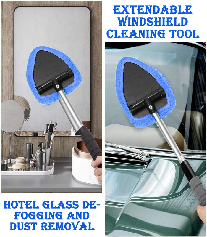 Windshield Cleaner Tool With Reusable Microfiber Pads - Car Window Glass Wipe... gallery