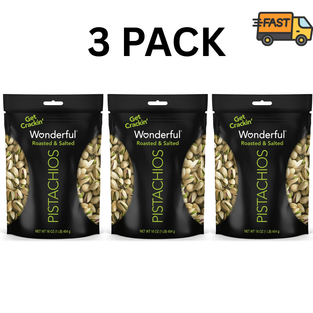 Wonderful Pistachios In Shell Roasted Salted Nuts 16 oz Bag Pack of 3 48 oz gallery