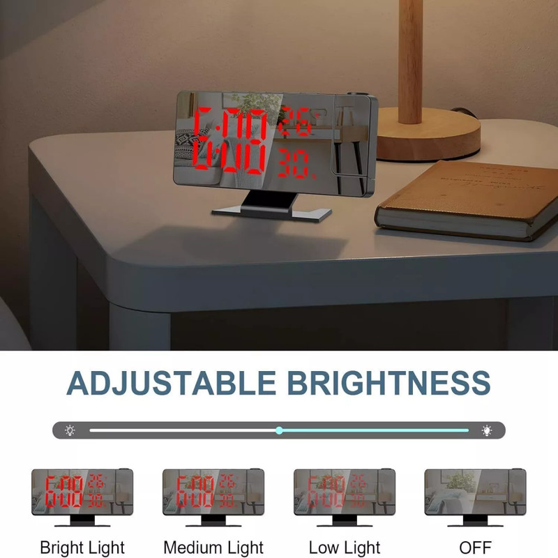 7.8" LED Digital Projector Projection Snooze Dual Alarm Clock Timer USB A+ gallery
