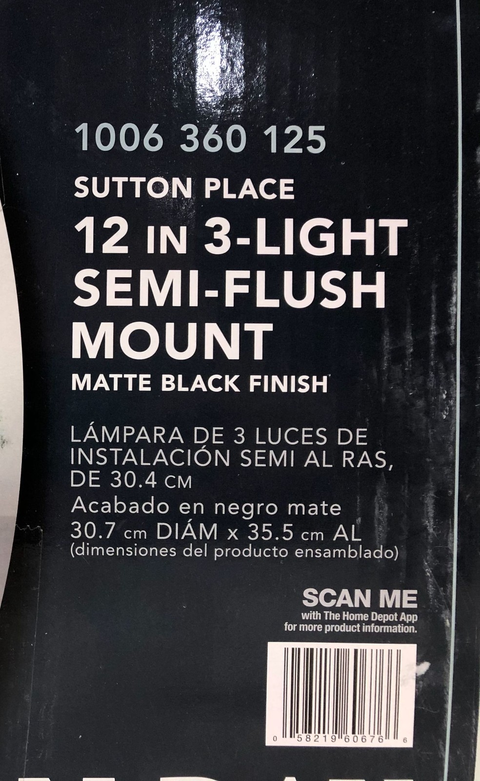 Hampton Bay Sutton Place 14 in. 3-Light Matte Black Indoor Flush Mount gallery