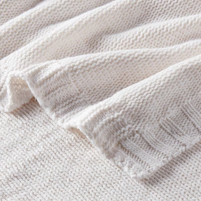 Threshold Sweater Knit Throw Bed Blanket 92x90 Year-Round, White, Full/Queen gallery