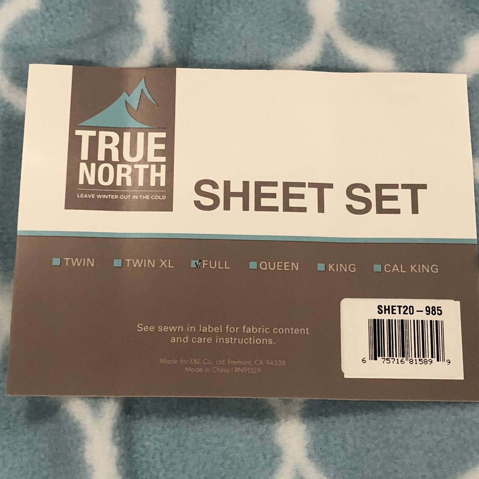 True North Micro Fleece Full Bed Sheet Set 14” Pocket Ogee Teal NOS gallery