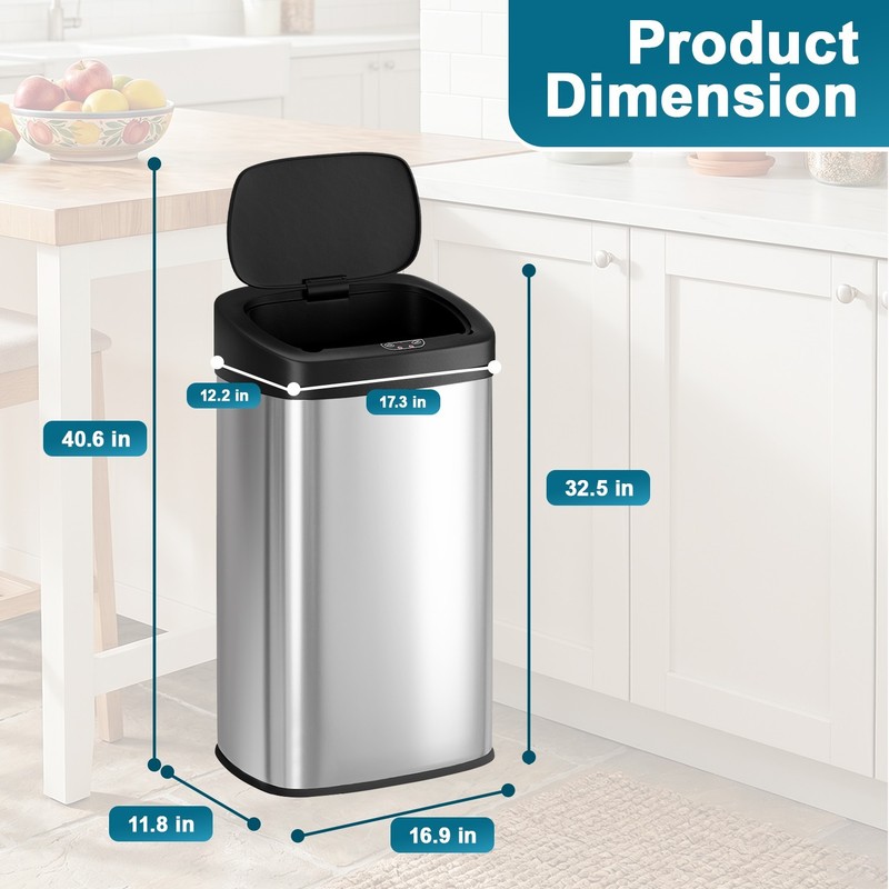 22 Gallon Automatic Sensor Trash Can, Touchless 82L Stainless Steel Trash Bin gallery