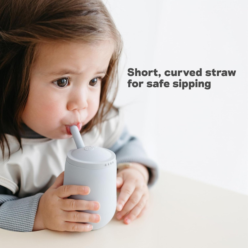 Mini Cup + Straw Training System (Sage) - 9 Months+ - 100% Silicone Training Cup gallery