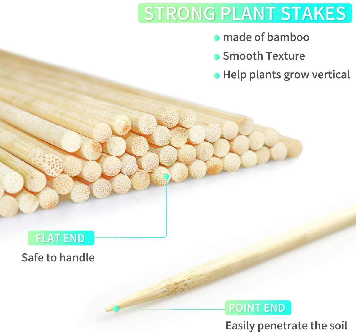 50 Pack 15 Inch Bamboo Plant Stakes, Plant Sticks Support, Floral Plant Support gallery