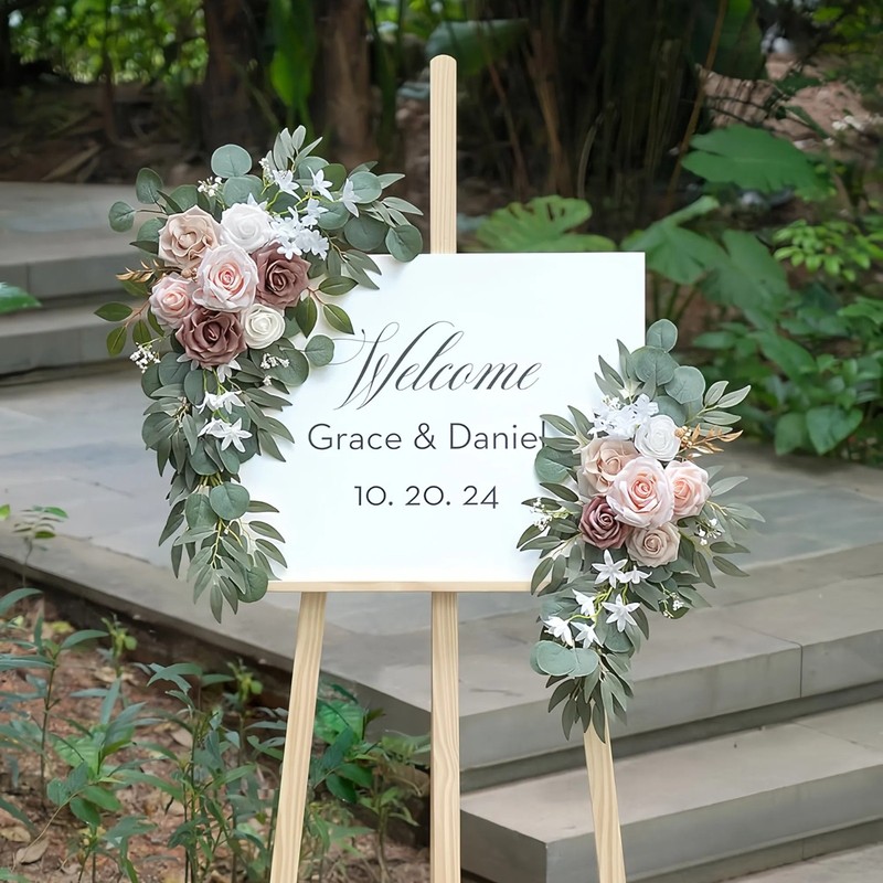 2 Pcs Wedding Arch Flowers Set Wedding Decor Garland Artificial Flower Swag gallery