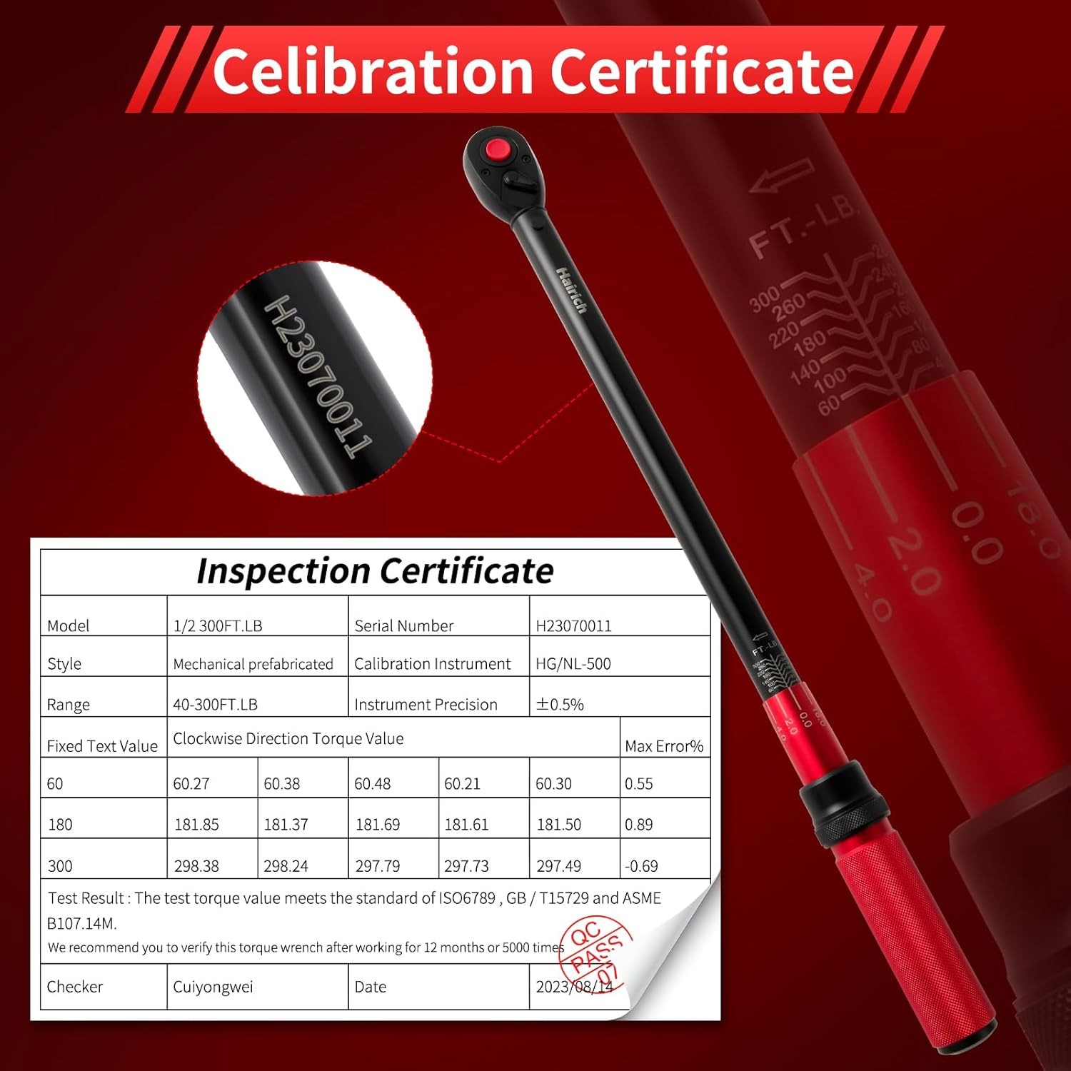 1/2" Drive Click Torque Wrench 40-300 ft-lb Dual Direction ±3% 72 Tooth gallery
