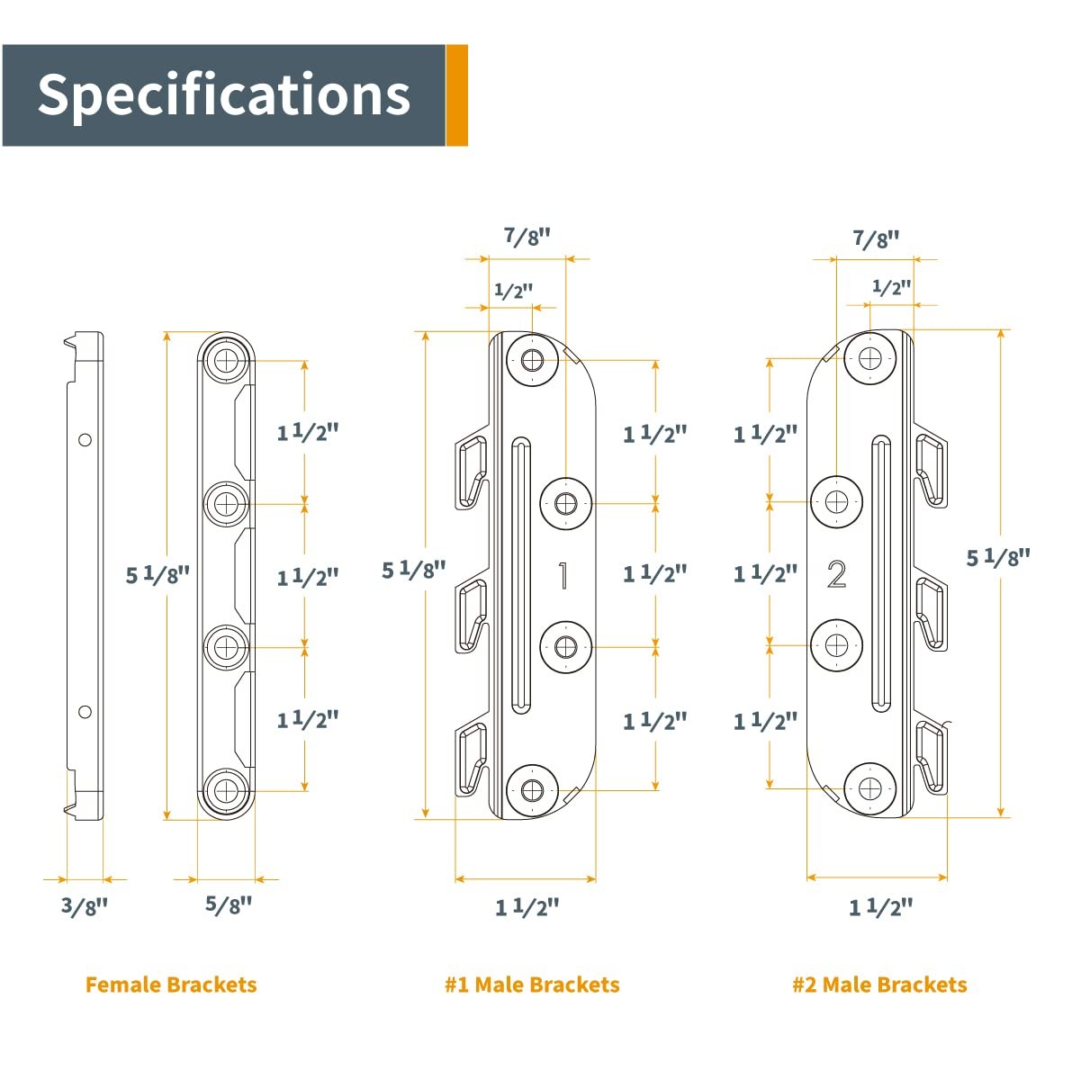 Surface Mounted Bed Rail Brackets 4PK, Bed Frame Hardware w/ Mounting Screws gallery