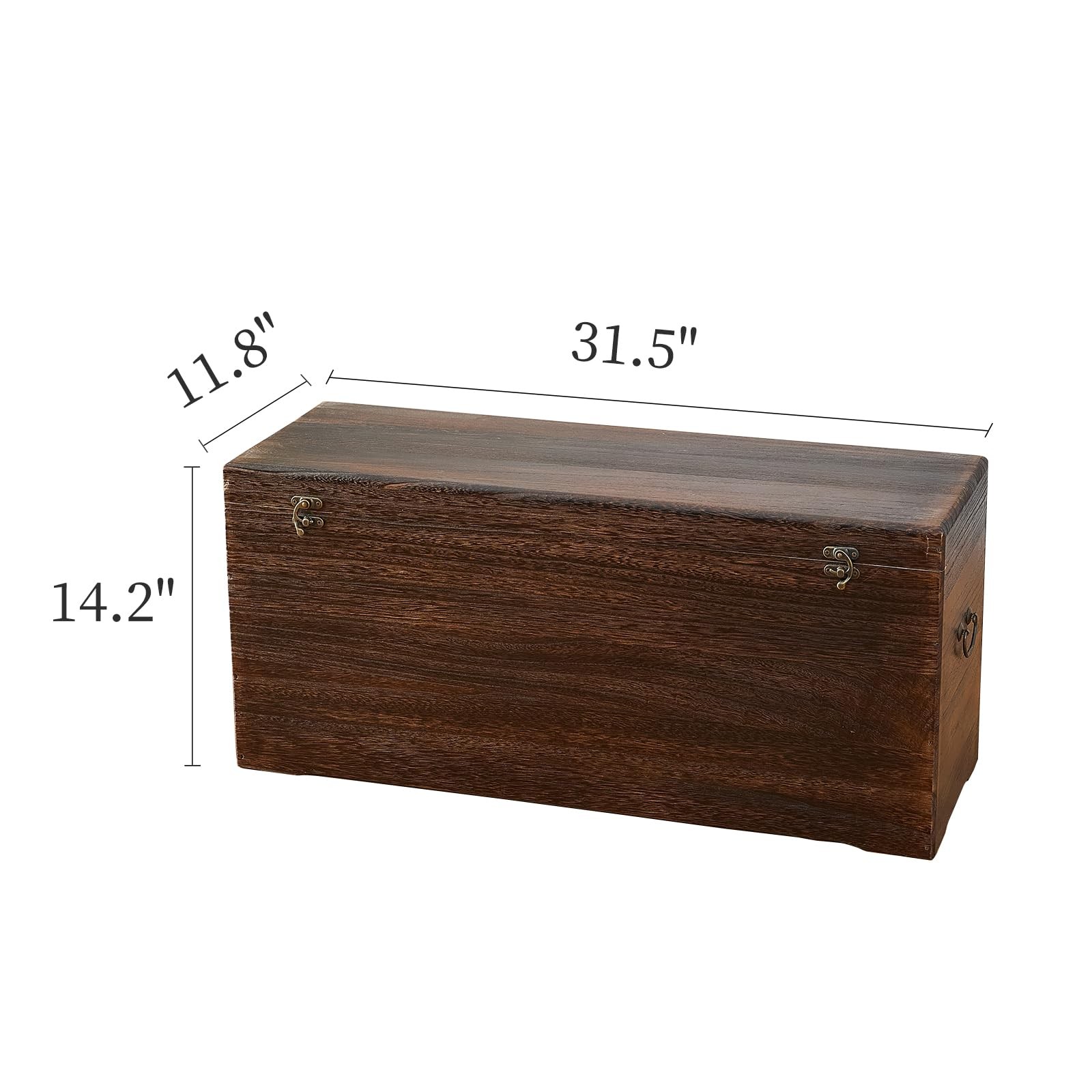 Gzqwdc Wooden Storage Chest Rustic Trunkdark Brown Vintage Home Decor - Large gallery