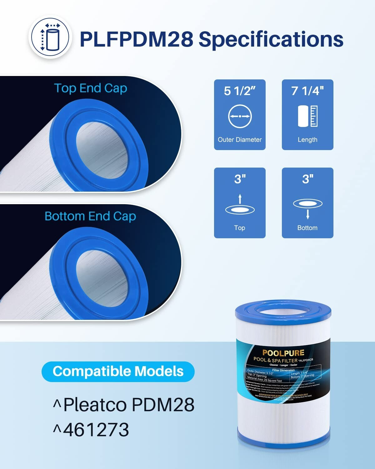 POOLPURE PDM28 Spa Filter Replaces Aquarest Dream Maker 461273 Hot Tub Filter gallery